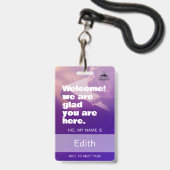 Custom Church Greeter Welcome Team Name Tag Ausweis (Vorderseite mit Schlüsselband)