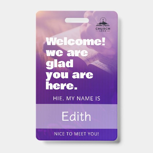 Custom Church Greeter Welcome Team Name Tag Ausweis (Vorderseite)