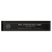 Custom Church Logo Minister Vers Schwarz und Weiß Namensplakette (Vorderseite)