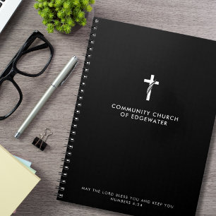 Custom Church Sermon Modern Cross Black Faith Notizblock