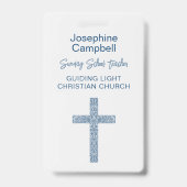 Custom Church Staff Volunteer Event Name Blue Ausweis (Rückseite)
