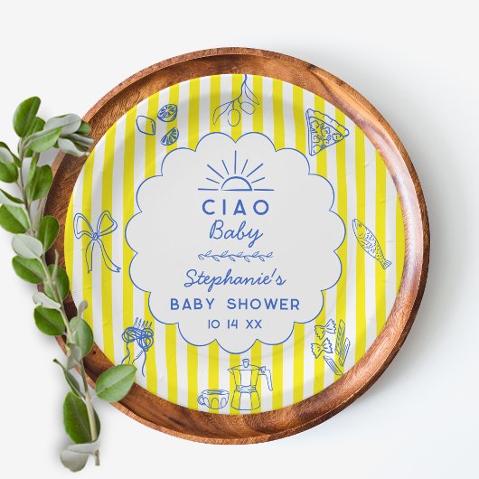 Custom Ciao Baby Italienisches Themed Baby Dusche Pappteller