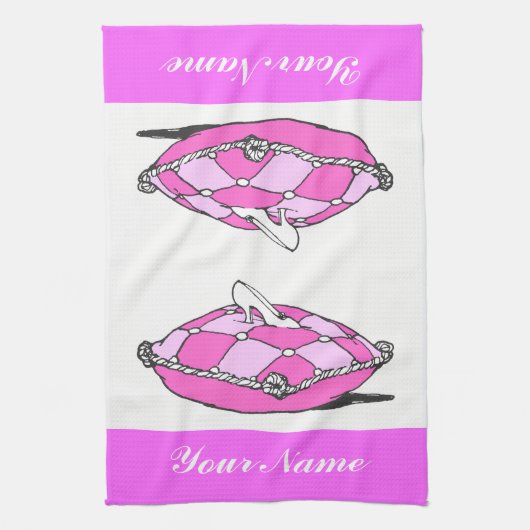 Custom Cinderella Glass Slipper Pink Handtuch (Vertikal)
