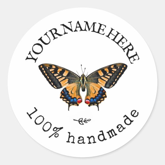 Custom Circle Text Butterfly Scrapbook Runder Aufkleber (Vorderseite)