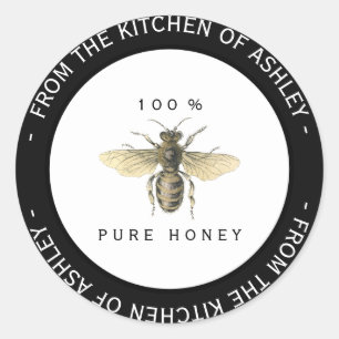 Custom Circular Homemade Honey Kitchen Black Bee Runder Aufkleber