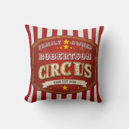 Custom Circus Stripe Pillow - Vintager Familiennam Kissen