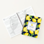 Custom Citrus Lemon Botanical Pattern Navy Blau Notizblock (Innenseite)