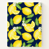Custom Citrus Lemon Muster Rezept Navy Blau Notizblock (Rückseite)