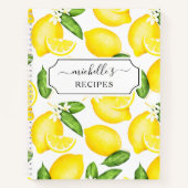 Custom Citrus Lemon Muster Rezept Notizblock (Vorderseite)