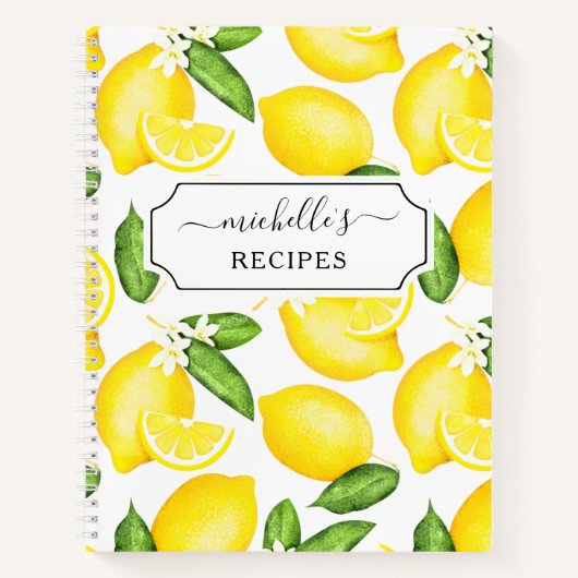 Custom Citrus Lemon Muster Rezept Notizblock (Vorderseite)