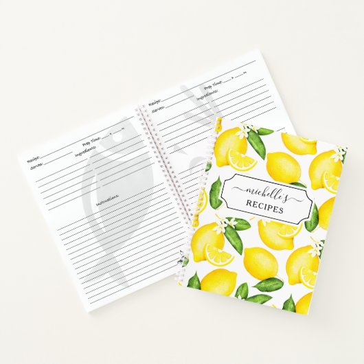 Custom Citrus Lemon Muster Rezept Notizblock (Innenseite)