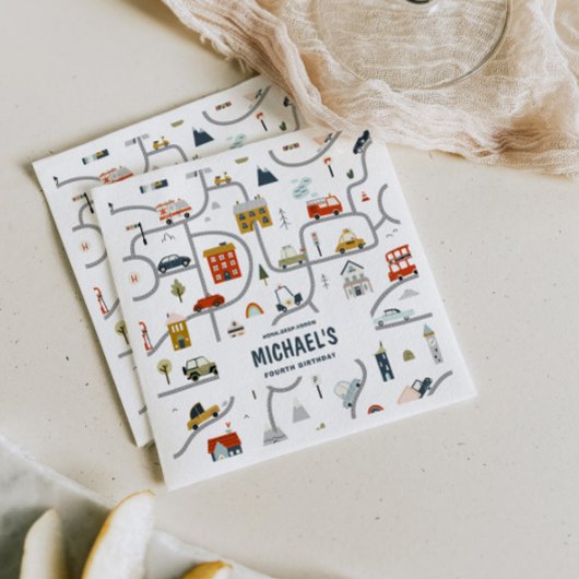 Custom City Cars Geburtstag Serviette