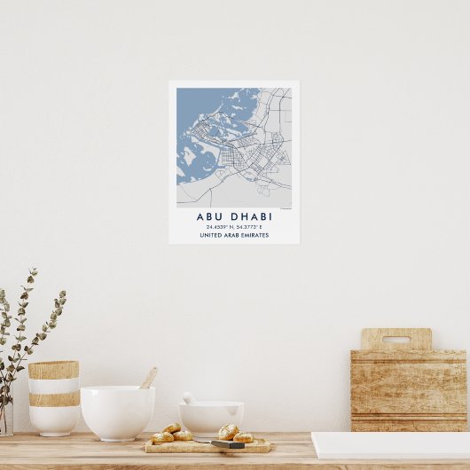 Custom City Map Abu Dhabi UAE Wall Art Poster (Küche)