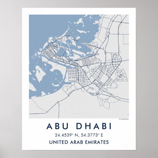 Custom City Map Abu Dhabi UAE Wall Art Poster (Vorne)