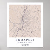Custom City Map Budapest Hungary Wall Art Poster (Vorne)
