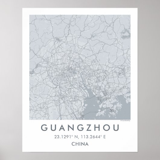 Custom City Map Guangzhou China Wall Art Poster (Vorne)