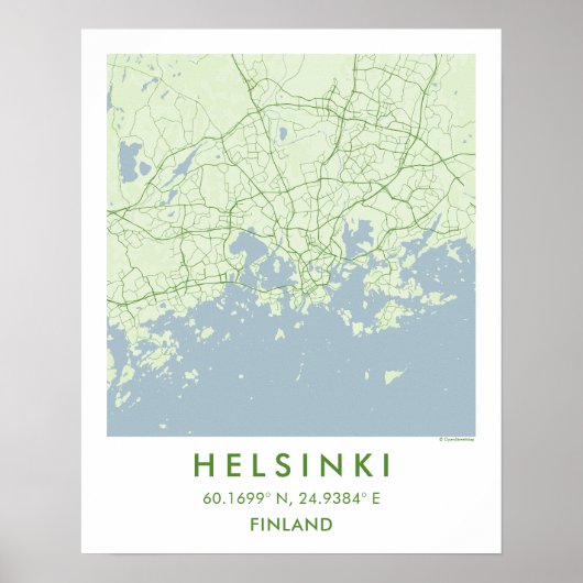 Custom City Map Helsinki Finland Wall Art Poster (Vorne)