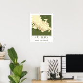 Custom City Map Honolulu Hawaii Wall Art Poster (Heimbüro)