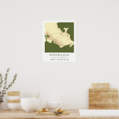Custom City Map Honolulu Hawaii Wall Art Poster (Küche)