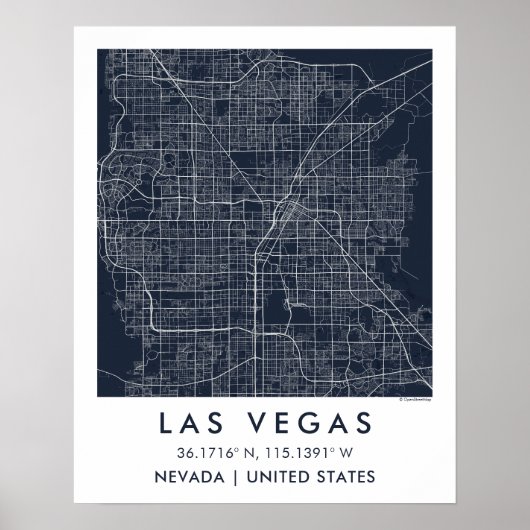 Custom City Map Las Vegas Nevada Wall Art Poster (Vorne)