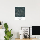 Custom City Map Munich Germany Wall Art Poster (Heimbüro)