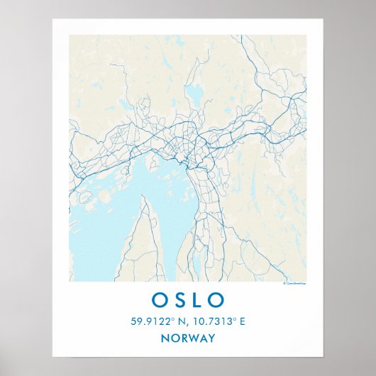 Custom City Map Oslo Norway Wall Art Poster (Vorne)