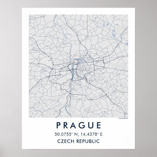 Custom City Map Prague Wall Art Poster (Vorne)