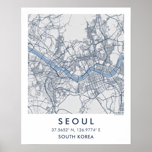 Custom City Map Seoul South Korea Wall Art Poster (Vorne)