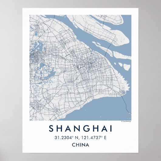 Custom City Map Shanghai China Wall Art Poster (Vorne)