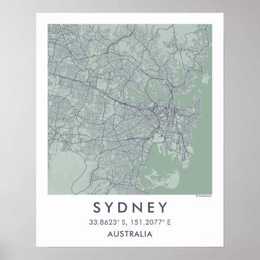 Custom City Map Sydney Australia Poster (Vorne)