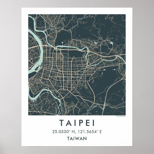 Custom City Map Taipei Taiwan Wall Art Poster (Vorne)