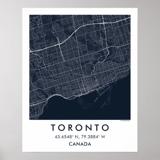 Custom City Map Toronto Canada Wall Art Poster (Vorne)