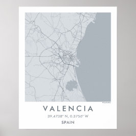 Custom City Map Valencia Spain Wall Art Poster
