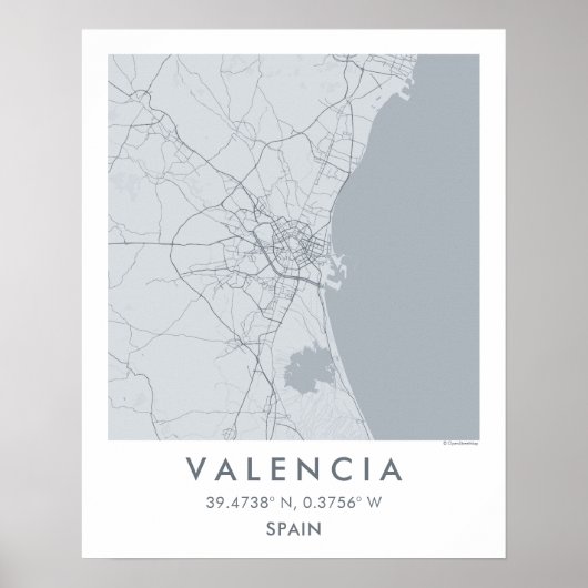 Custom City Map Valencia Spain Wall Art Poster (Vorne)