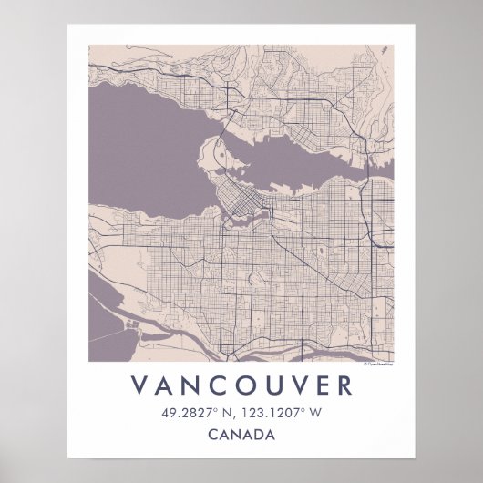 Custom City Map Vancouver Canada Wall Art Poster (Vorne)