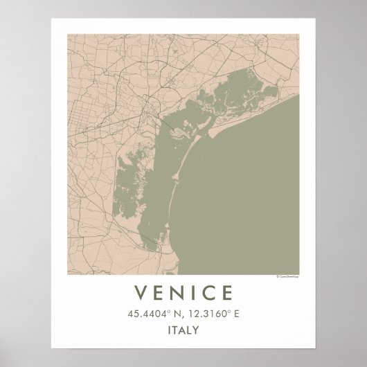 Custom City Map Venice Italy Wall Art Poster (Vorne)