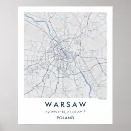 Custom City Map Warsaw Poland Wall Art Poster