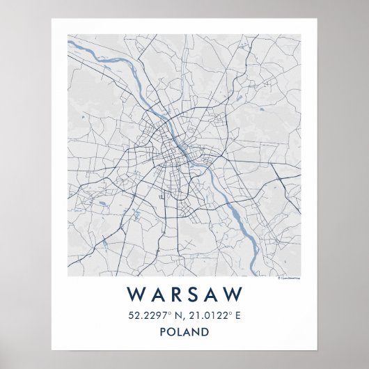 Custom City Map Warsaw Poland Wall Art Poster (Vorne)