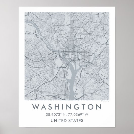 Custom City Map Washington DC Wall Art Poster (Vorne)