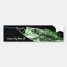 CUSTOM CITY NAME BASS HIER FISHY STRIKING ID AUTOAUFKLEBER
