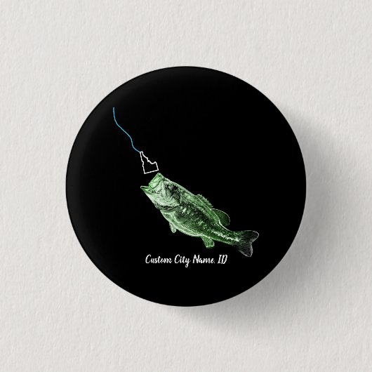 CUSTOM CITY NAME BASS HIER FISHY STRIKING ID BUTTON (Vorderseite)