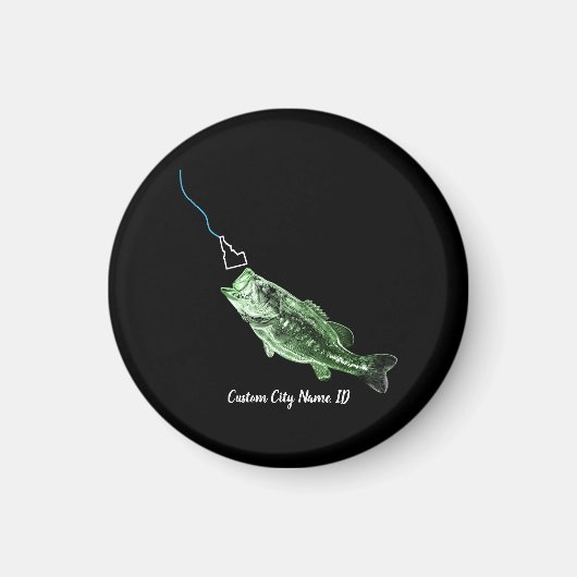 CUSTOM CITY NAME BASS HIER FISHY STRIKING ID MAGNET (Vorne)