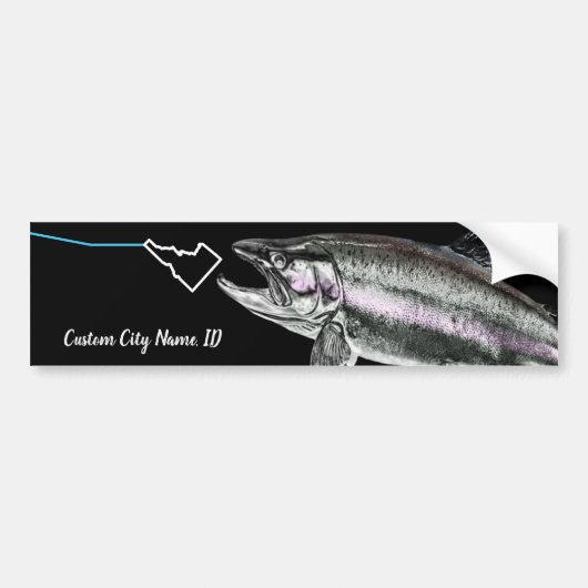 CUSTOM CITY NAME STEELHEAD HIER FISCHY FISHY STK I AUTOAUFKLEBER (Vorne)