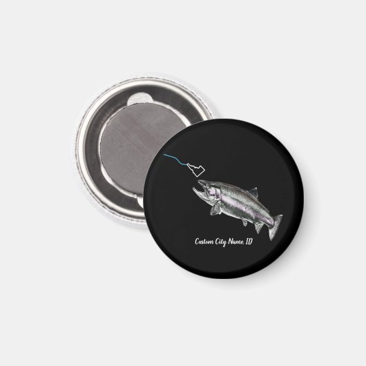 CUSTOM CITY NAME STEELHEAD HIER FISCHY FISHY STK I MAGNET (Vorderseite/Rückseite)