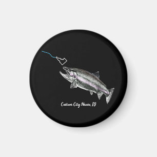 CUSTOM CITY NAME STEELHEAD HIER FISCHY FISHY STK I MAGNET