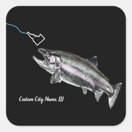 CUSTOM CITY NAME STEELHEAD HIER FISCHY FISHY STK I QUADRATISCHER AUFKLEBER