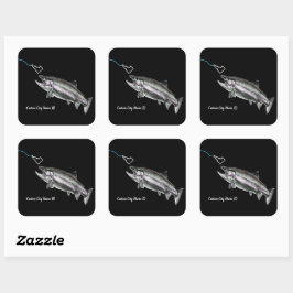 CUSTOM CITY NAME STEELHEAD HIER FISCHY FISHY STK I QUADRATISCHER AUFKLEBER