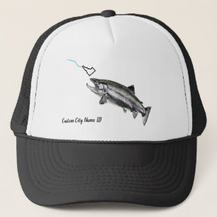 CUSTOM CITY NAME STEELHEAD HIER FISCHY FISHY STK I TRUCKERKAPPE