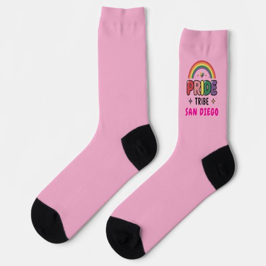 Custom City PINK LGBTQ+ Rainbow Pribe Stamm Socken (Linkes Detail)