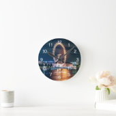 Custom Cityscape Ferris Wheel Night Travel London Runde Wanduhr (Zuhause)